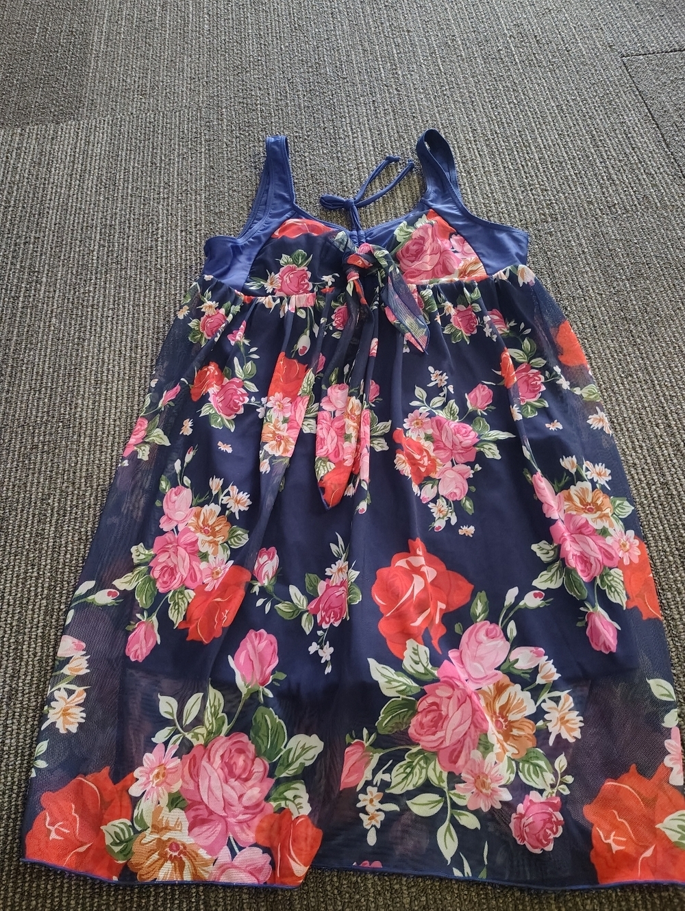 Unibelle Navy Floral Swimdress with Pink & Red Roses